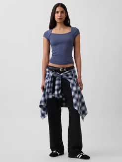Modern Square-Neck Crop T-Shirt