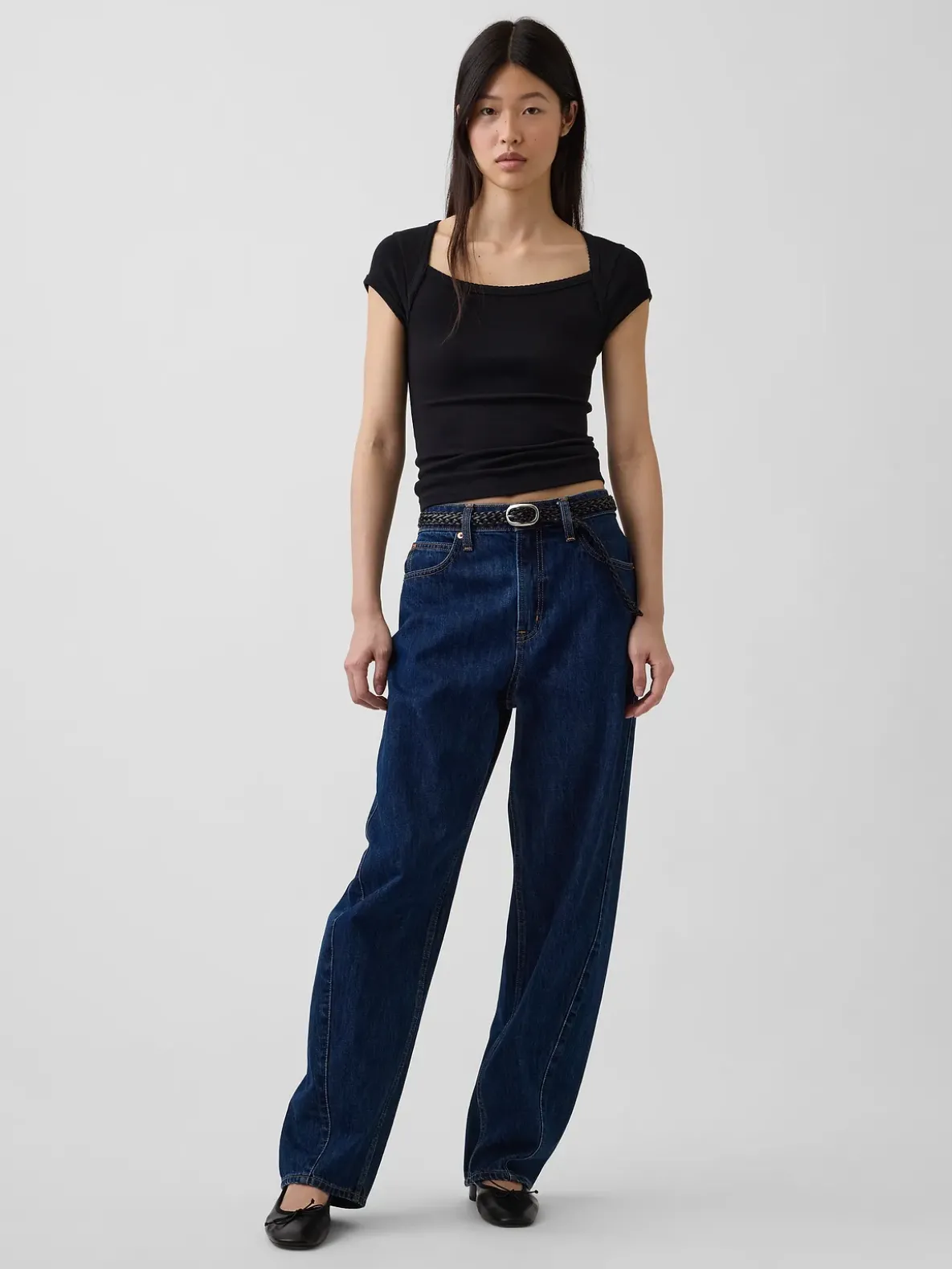 Modern Square-Neck Crop T-Shirt