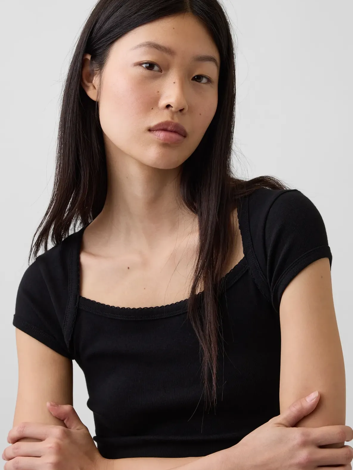 Modern Square-Neck Crop T-Shirt