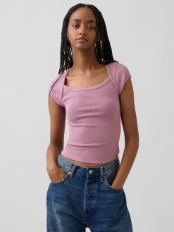 Modern Square-Neck Crop T-Shirt