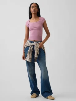 Modern Square-Neck Crop T-Shirt