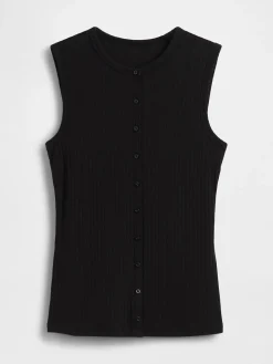 Modern Wide Rib Button-Front Top