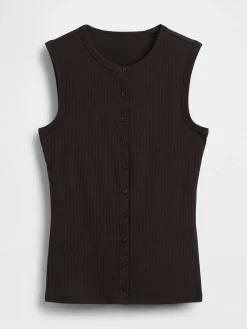 Modern Wide Rib Button-Front Top