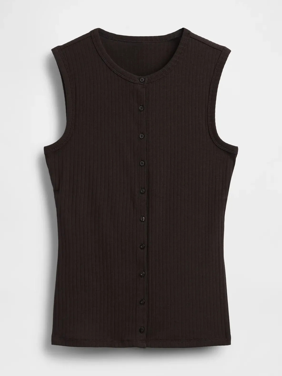 Modern Wide Rib Button-Front Top