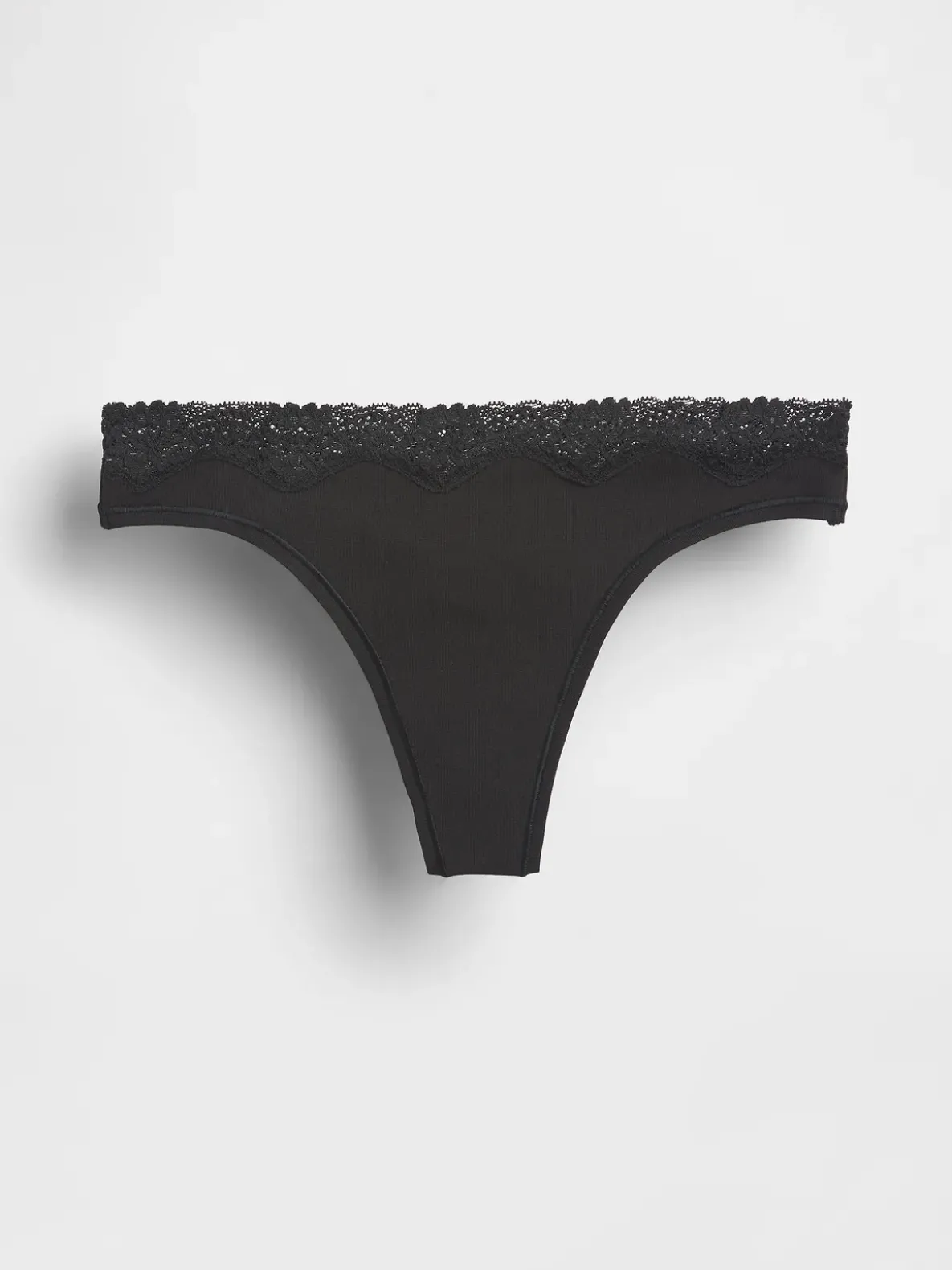 Organic Stretch Cotton Lace-Trim Thong