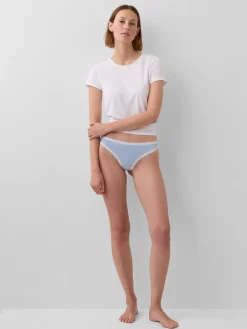 Organic Stretch Cotton Lace-Trim Thong