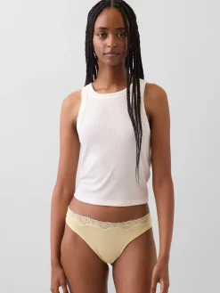 Organic Stretch Cotton Lace-Trim Thong
