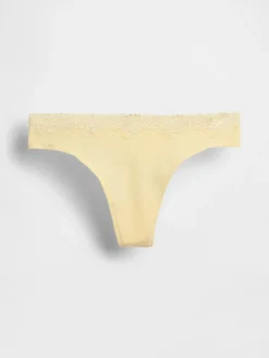 Organic Stretch Cotton Lace-Trim Thong