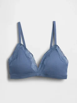 Organic Stretch Cotton Lace-Trim Triangle Bra