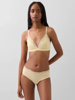 Organic Stretch Cotton Lace-Trim Triangle Bra