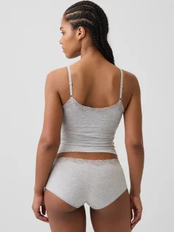 Organic Stretch Cotton Lace-Trim Shelf-Bra Cami