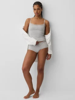 Organic Stretch Cotton Lace-Trim Shelf-Bra Cami