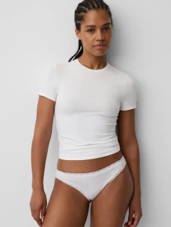 Organic Stretch Cotton Lace-Trim Bikini