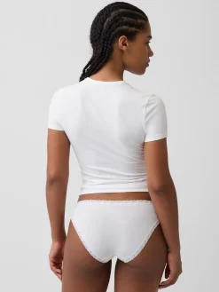 Organic Stretch Cotton Lace-Trim Bikini