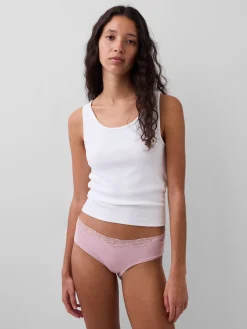 Organic Stretch Cotton Lace-Trim Hipster