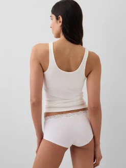 Organic Stretch Cotton Lace-Trim Shorty
