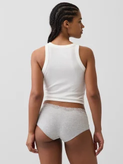Organic Stretch Cotton Lace-Trim Shorty