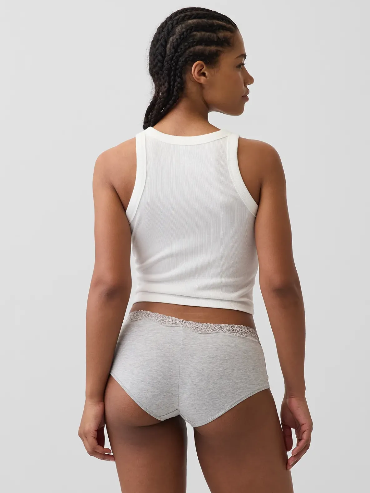Organic Stretch Cotton Lace-Trim Shorty