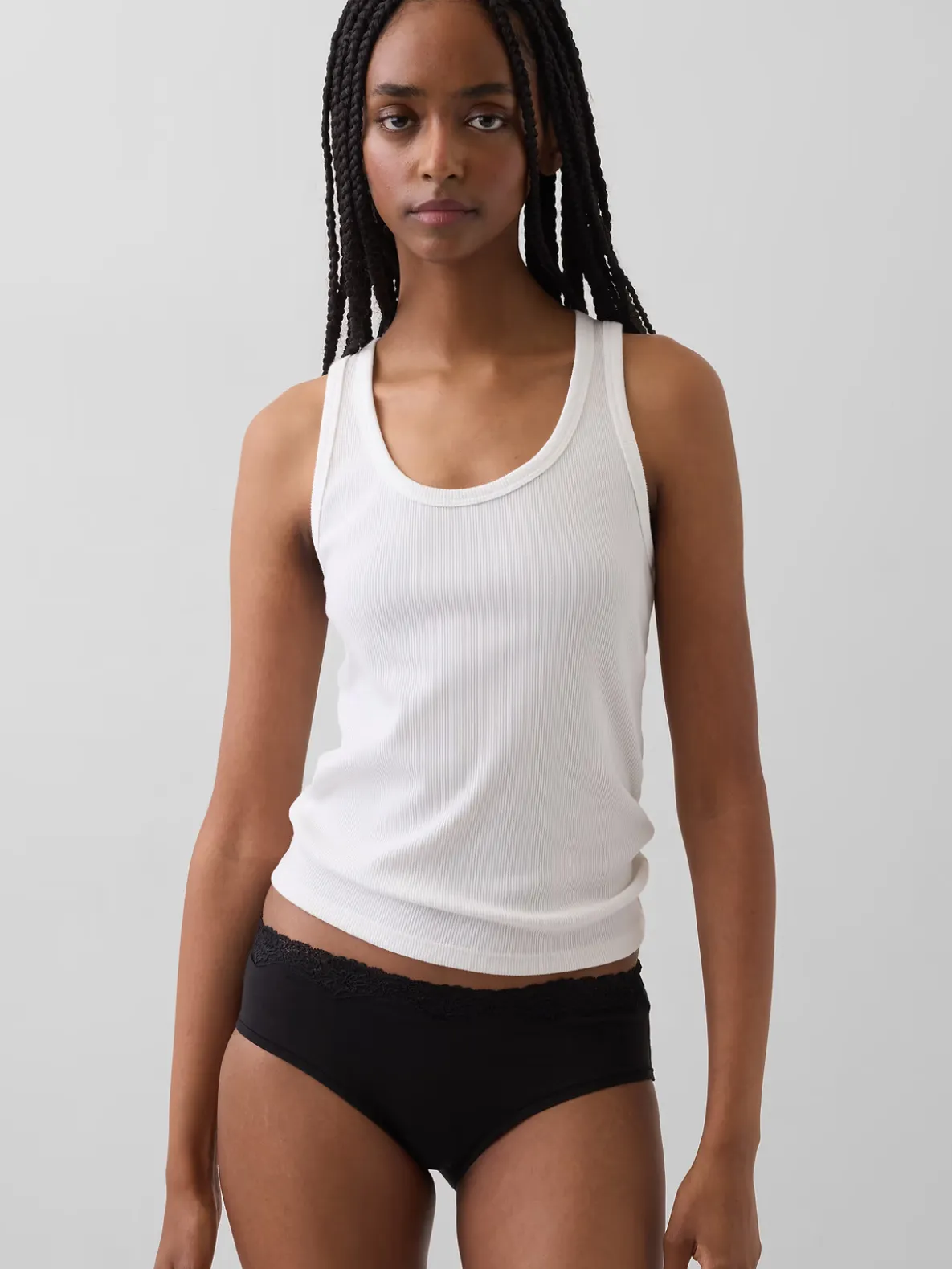 Organic Stretch Cotton Lace-Trim Hipster