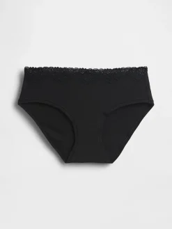 Organic Stretch Cotton Lace-Trim Hipster