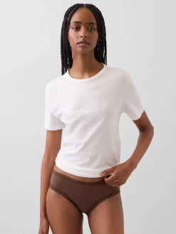Organic Stretch Cotton Lace-Trim Hipster