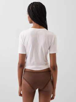 Organic Stretch Cotton Lace-Trim Hipster