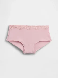 Organic Stretch Cotton Lace-Trim Shorty