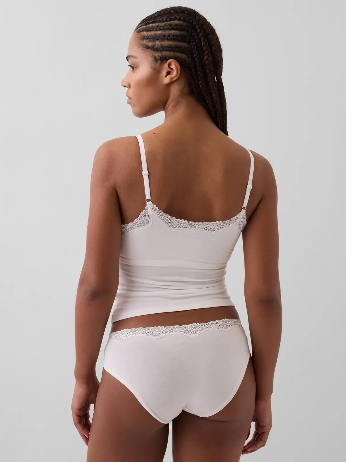 Organic Stretch Cotton Lace-Trim Shelf-Bra Cami