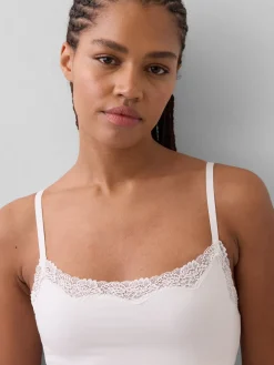 Organic Stretch Cotton Lace-Trim Shelf-Bra Cami