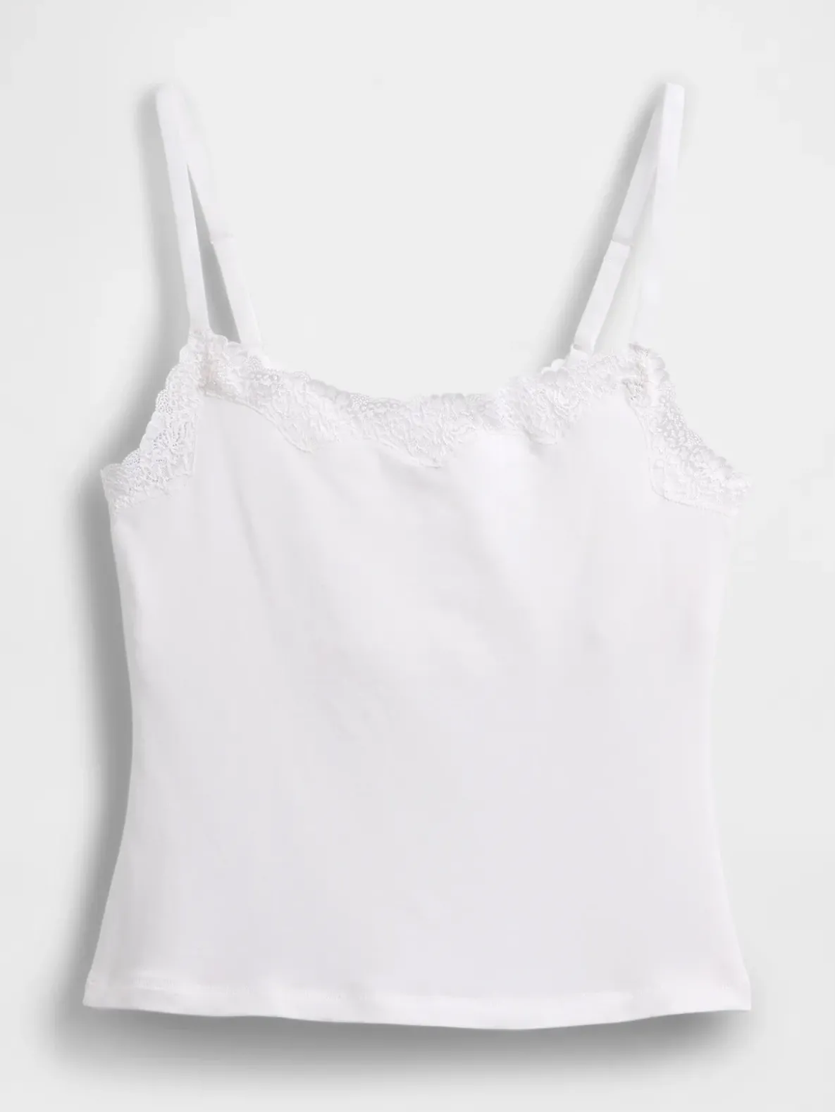 Organic Stretch Cotton Lace-Trim Shelf-Bra Cami