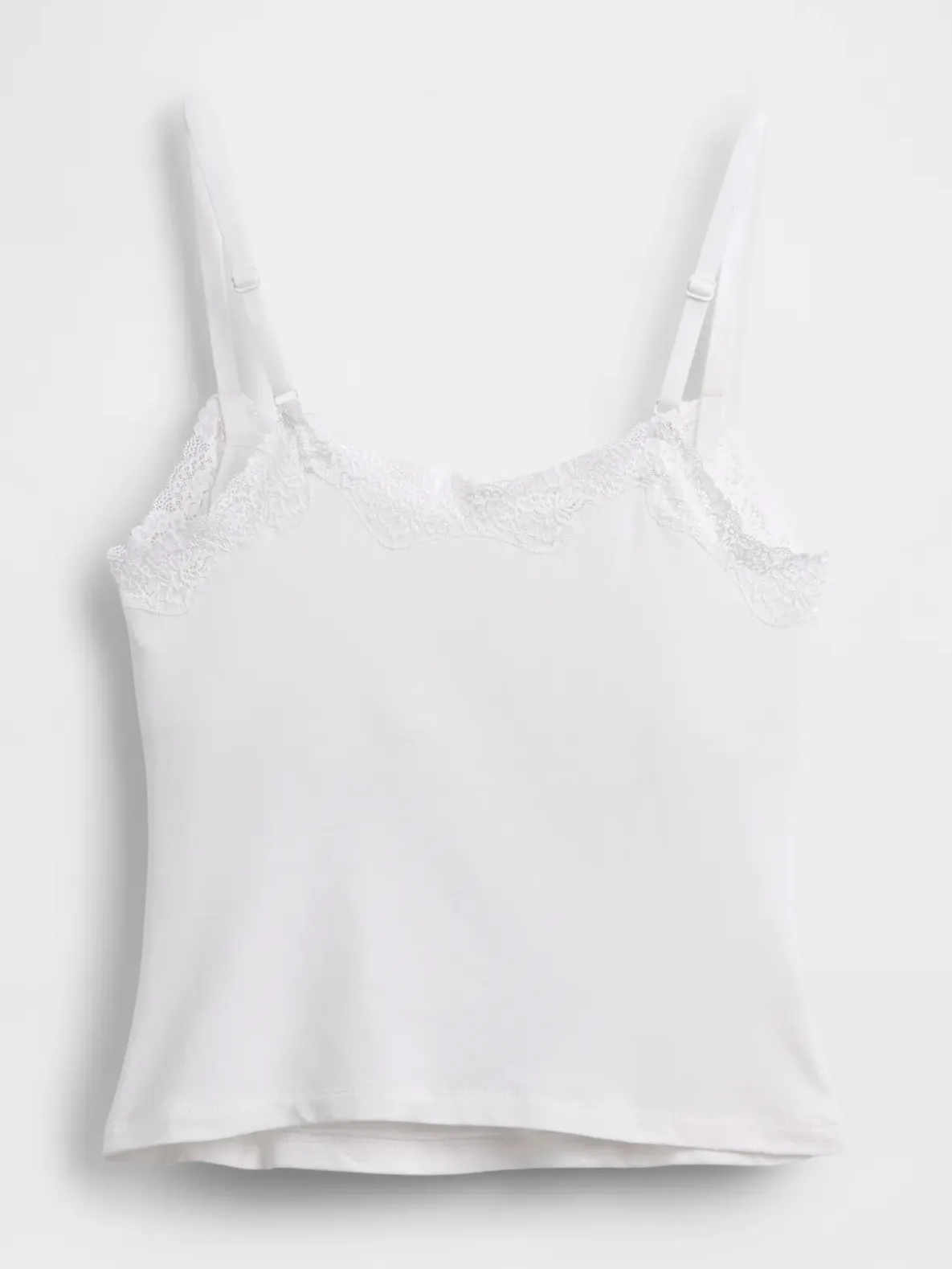 Organic Stretch Cotton Lace-Trim Shelf-Bra Cami