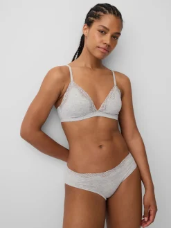 Organic Stretch Cotton Lace-Trim Triangle Bra