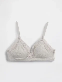 Organic Stretch Cotton Lace-Trim Triangle Bra