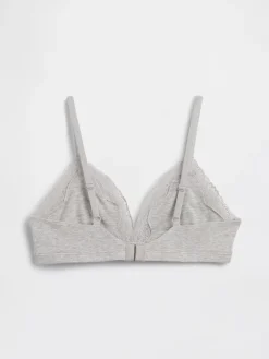 Organic Stretch Cotton Lace-Trim Triangle Bra