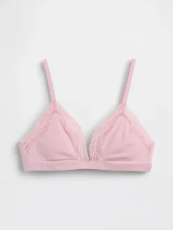 Organic Stretch Cotton Lace-Trim Triangle Bra