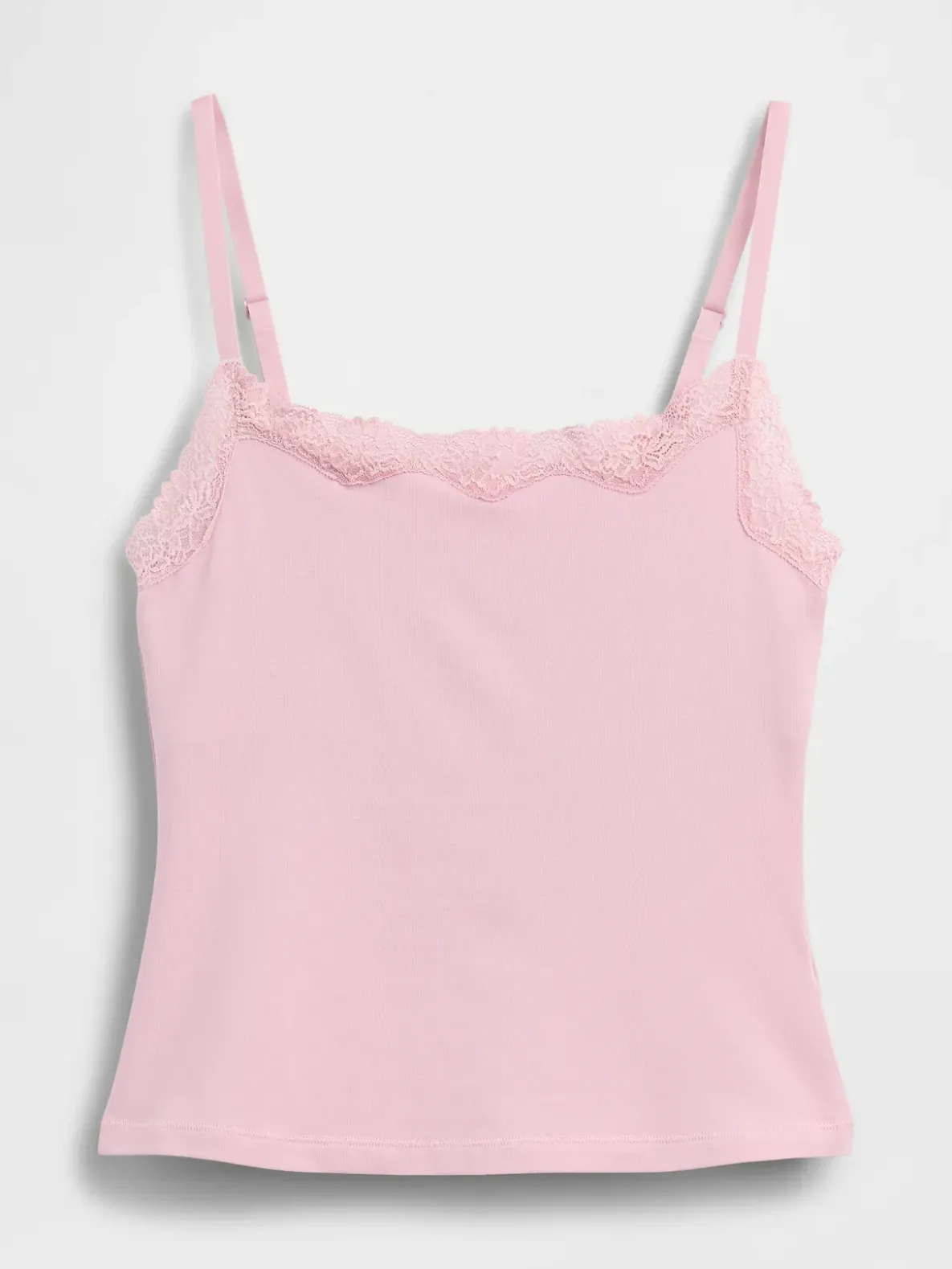 Organic Stretch Cotton Lace-Trim Shelf-Bra Cami