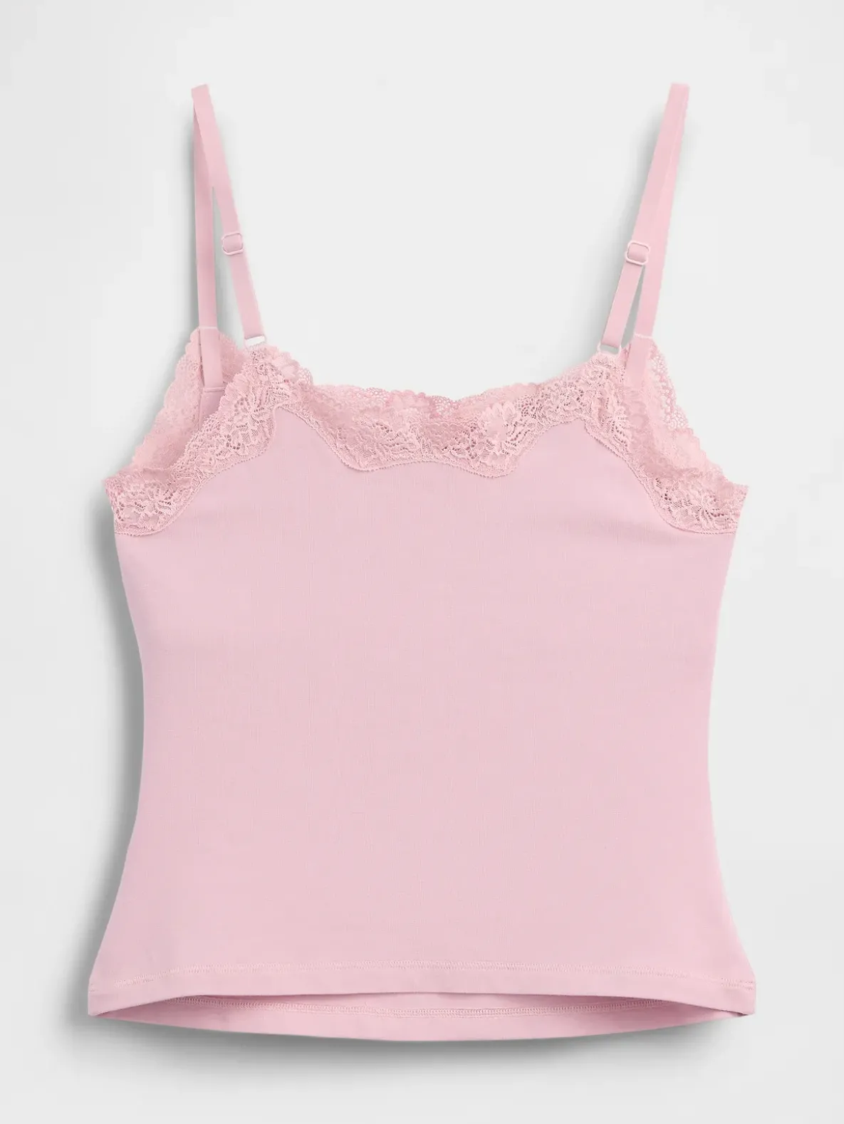 Organic Stretch Cotton Lace-Trim Shelf-Bra Cami