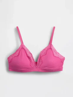 Organic Stretch Cotton Lace-Trim Triangle Bra