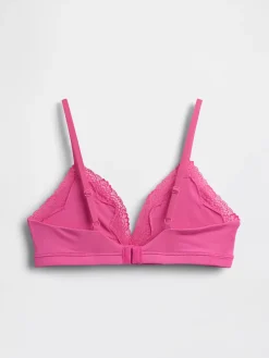 Organic Stretch Cotton Lace-Trim Triangle Bra