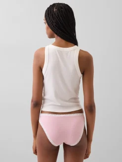 Organic Stretch Cotton Lace-Trim Bikini