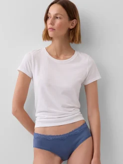 Organic Stretch Cotton Lace-Trim Hipster