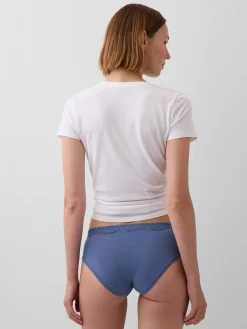 Organic Stretch Cotton Lace-Trim Hipster