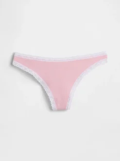 Organic Stretch Cotton Lace-Trim Thong