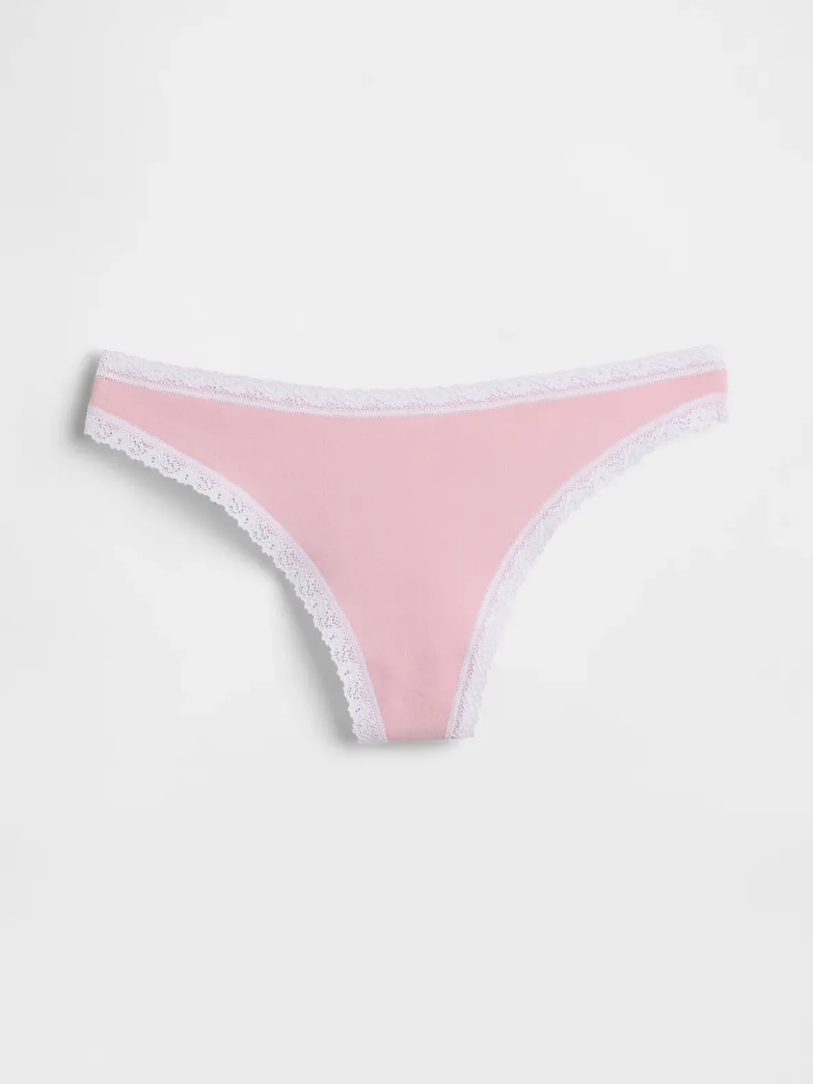 Organic Stretch Cotton Lace-Trim Thong