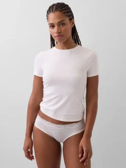 Organic Stretch Cotton Lace-Trim Hipster