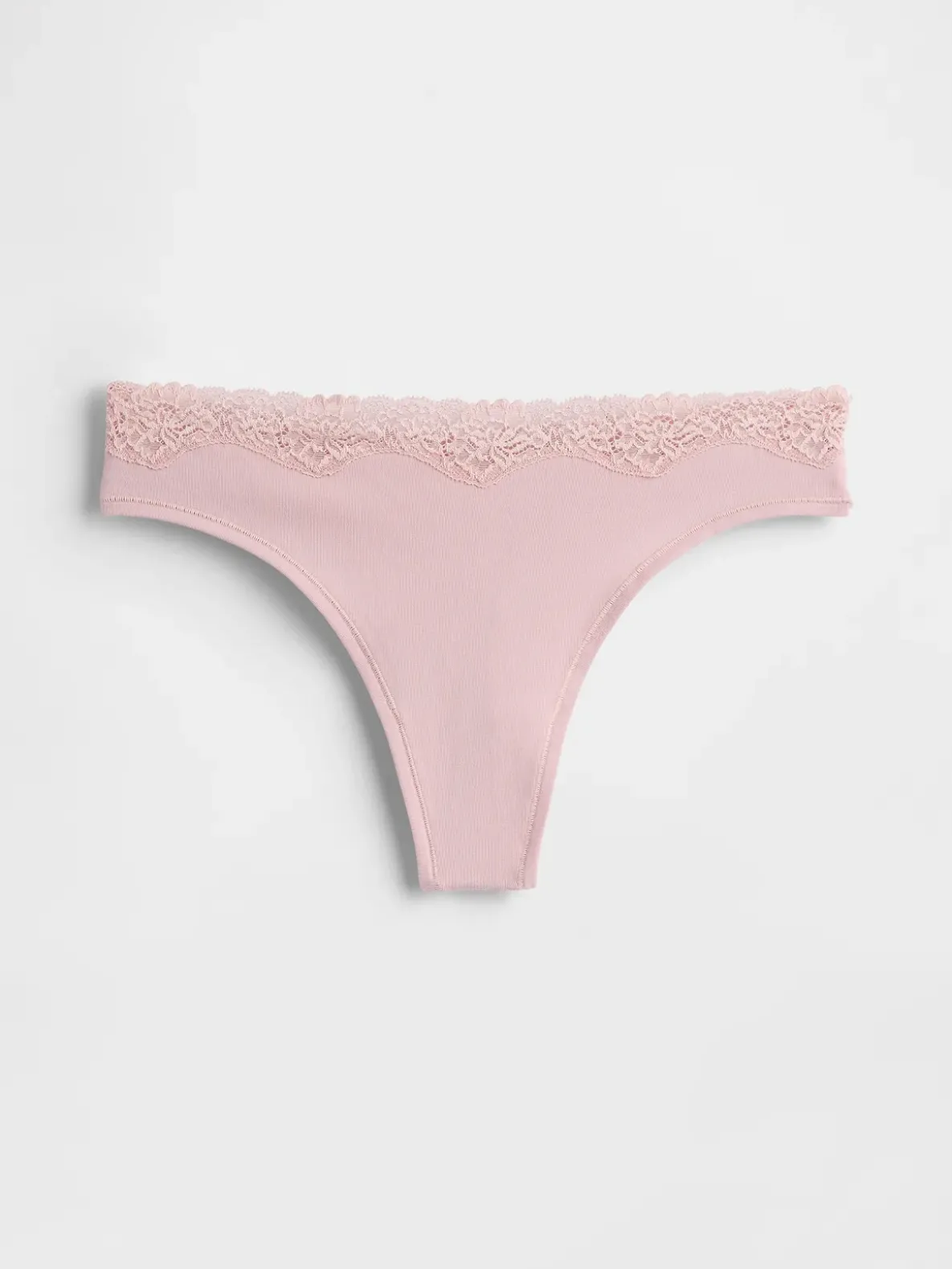 Organic Stretch Cotton Lace-Trim Thong