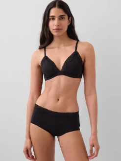 Organic Stretch Cotton Lace-Trim Triangle Bra