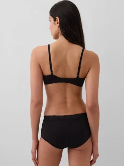 Organic Stretch Cotton Lace-Trim Triangle Bra