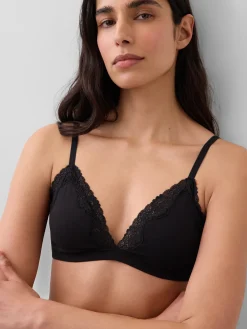 Organic Stretch Cotton Lace-Trim Triangle Bra