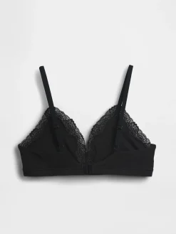 Organic Stretch Cotton Lace-Trim Triangle Bra